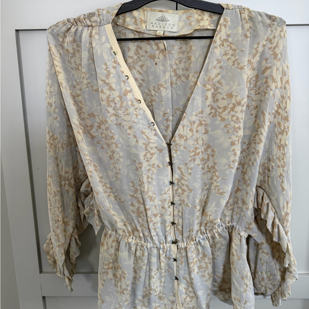 Madison Marcus Beige Floral Blouse